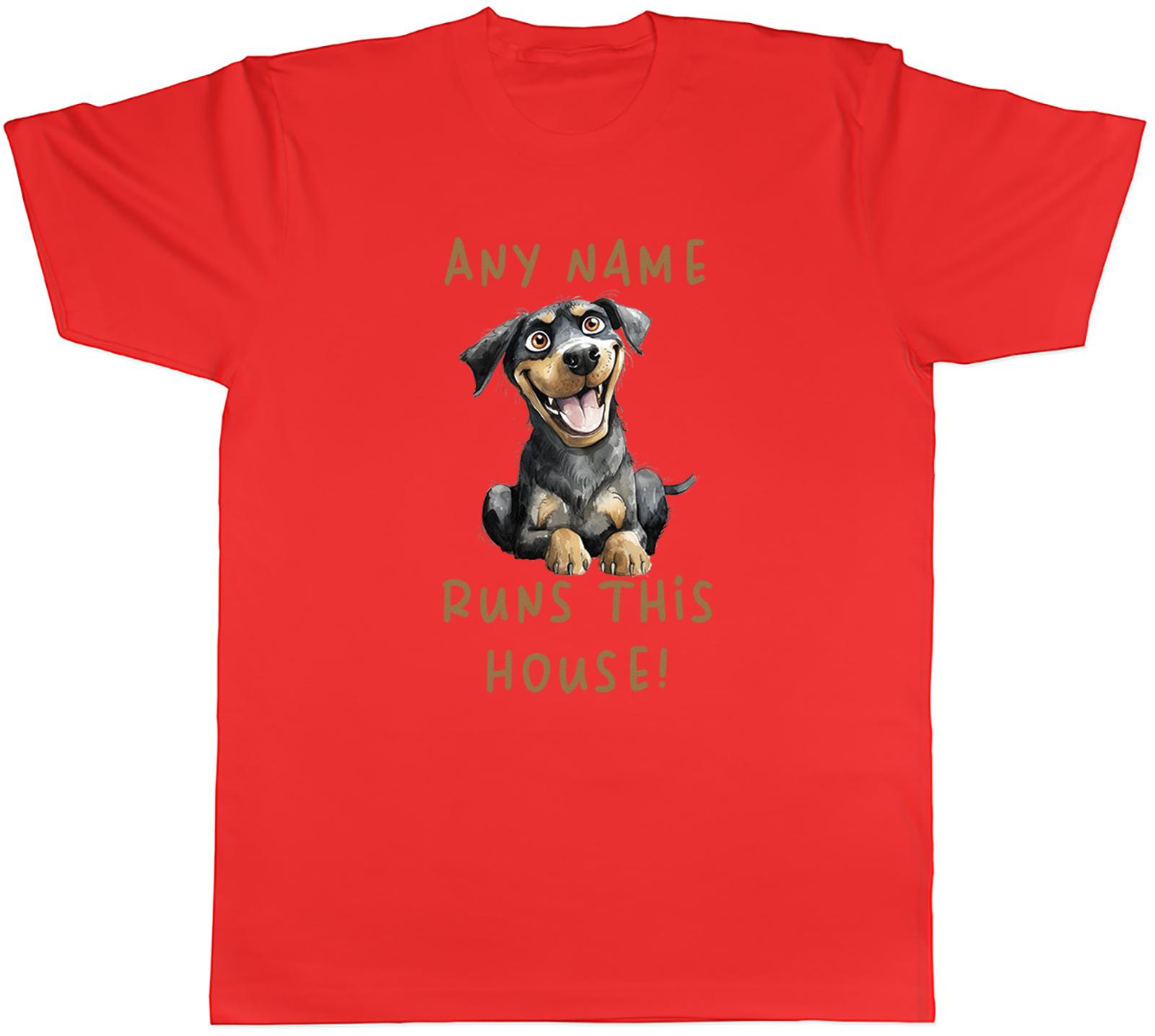 Personalised Rottweiler Pet Dog Runs This House Mens TShirt Tee Gift Top S