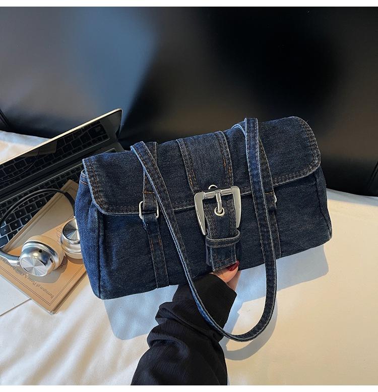 Fashion denim underarm bag women's 2025 new high-end niche commuting shoulder bag casual hand bag