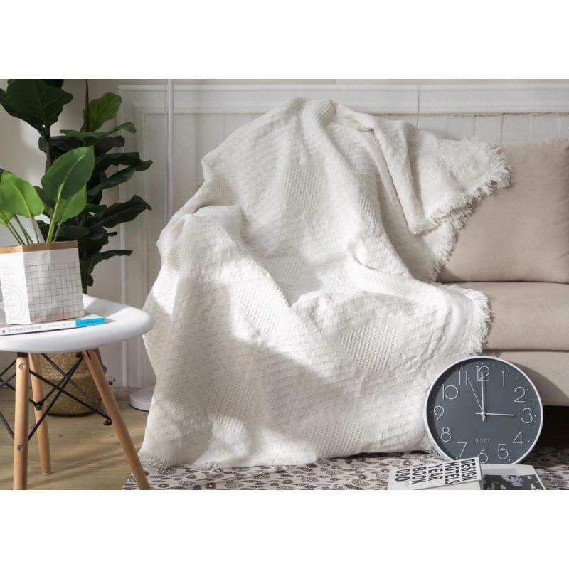 Toalha de sofá de cor sólida, capa de sofá simples e dupla, toalha de malha, cobertor de poeira para sofá