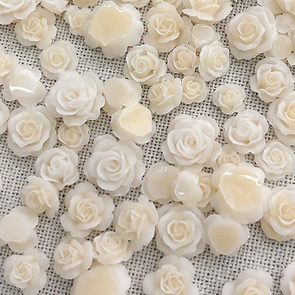 50Pcs Rose Embellishments for Jewelry Making Nail Art Decor 3D Flower Nail Art Charms Resin Nail Rhinestones Nails Gems