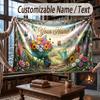Floral Garden Theme Throw Blanket Custom Name Text Personalized Blanket Soft Cozy Blanket for Home Sofa Bed
