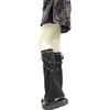 Women Punk Lace Up Straps Flared Leg Warmers Japanese Harajuku Eyelets Knee Length Foot Cover Long Tube Socks Streetwear