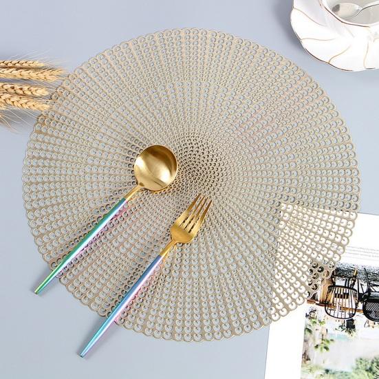 PVC Placemats Heat Resistant Hollow Out Table Mats Anti-Scalding Wear-Resistant Coasters Round Heat Insulation Mats for Home Kitchen Dining Room