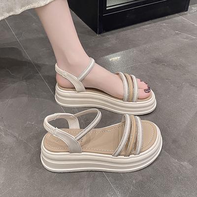 Sandales à Strass Style Romain pour Femmes Plateforme Bout Ouvert Chaussures Femme Ventes en Gros Chic et Élégant Confortable Sandale Vip