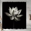 1pc Black and White Photograph of Delicate Lotus Flower In Full Bloom Shower Curtain, Minimalist Design with Subtle Gradients