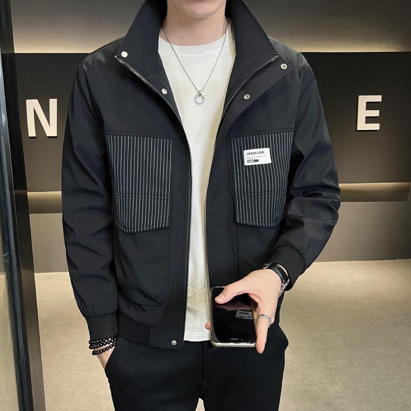 Jacket Men's 2025 Spring and Autumn New Trendy Brand Versatile Stand-up Collar Clothes Men's Loose Jacket Youth Spring Clothing