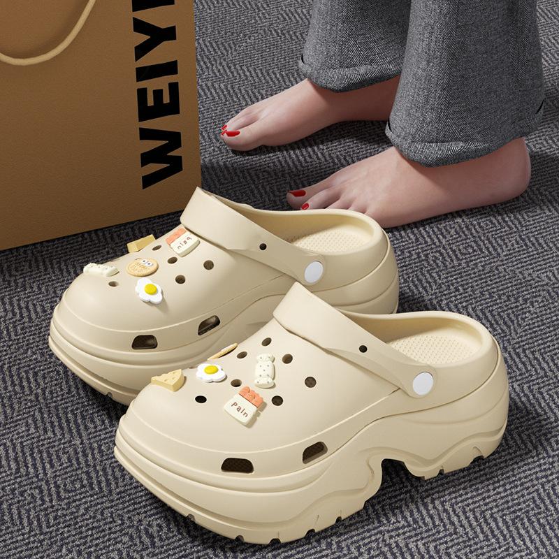 7.0CM small man height-increasing thick-soled hole shoes summer beach slippers can be worn outside high-end cool slippers women's models
