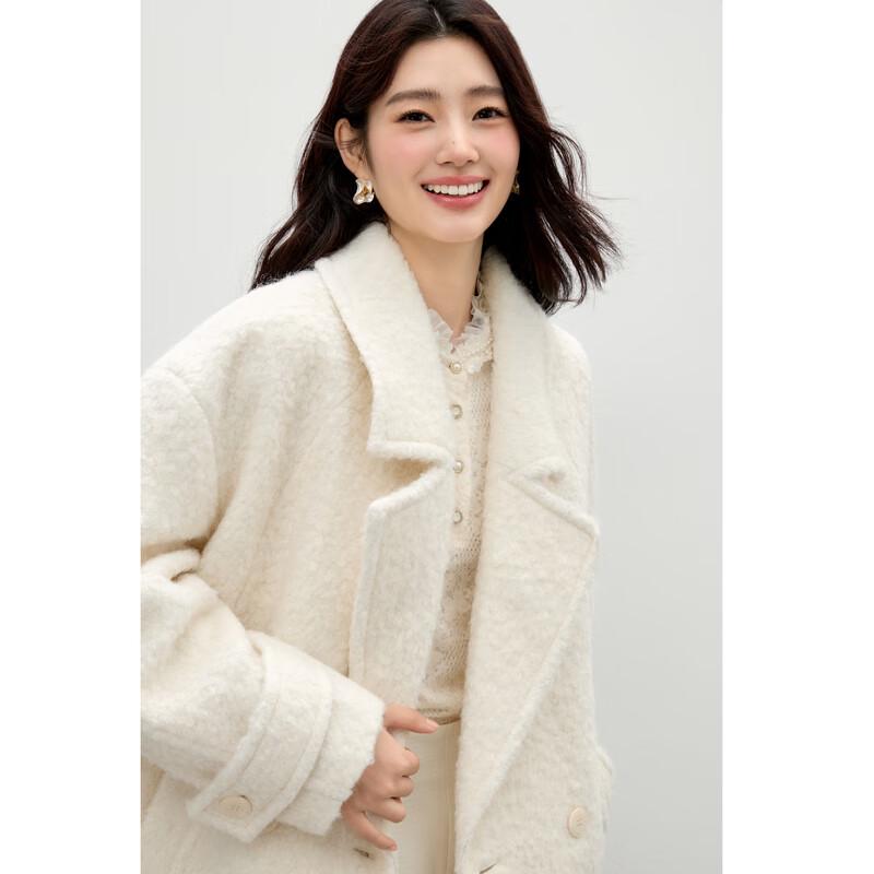 Qiusbiyiren Women's Wool Blend Lapel Sweater