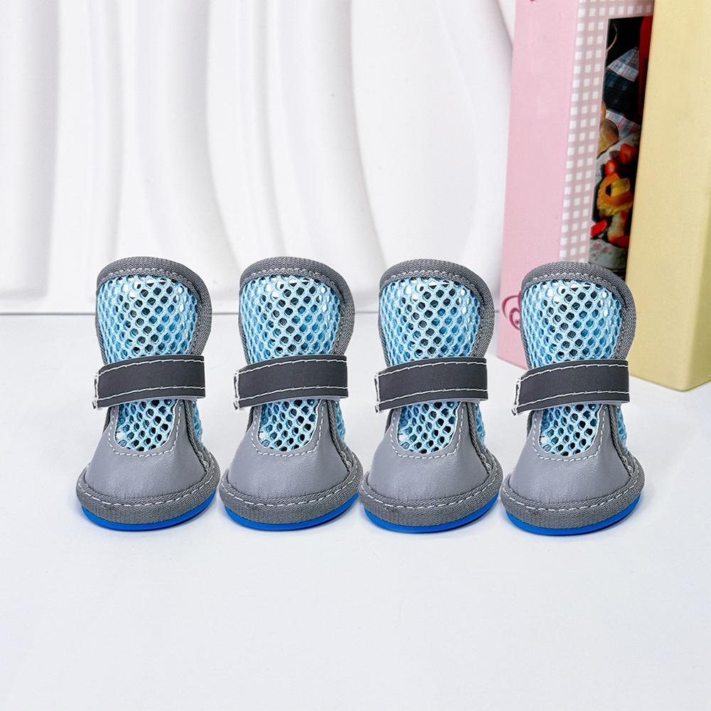 4Pcs Non-Slip Pet Net Boots Breathable Dog Paw Protectors Fashion Puppy Foot Covers All-season Use