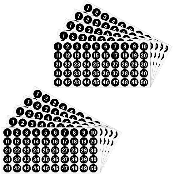 10 Sheets 1 to 50 Number Stickers 1 Inch Round Black Vinyl Consecutive Numbers Stickers 1-50 Tiny Number Stickers Decal for Indoor and Outdoor чёрный