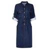 2115501-Retro Slimming Denim Waist-Cinch Dress for Autumn/Winter 2022