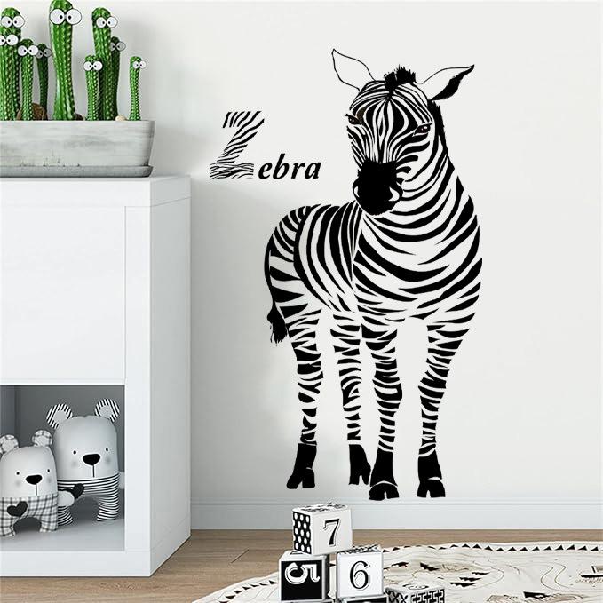African Zebra Pattern Self-Adhesive Wall Sticker for Home Décor - Bedroom & Living Room Decoration