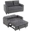 2 Seater Click Clack Sofa Bed with Pull Out Design, Corduroy Upholstery - Charcoal Grey