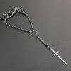 Gothic Retro Black Rose Sword Rosary Necklace