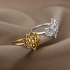 Stainless Steel Lotus Ring For Women Men Finger Ring Vintage Gold Color Wedding Couple Rings Jewelry Anniversary Gifts