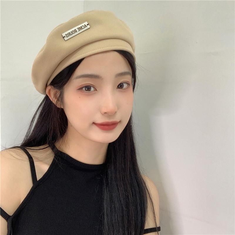 Stylish Woolen Beret Hat For Women Trendy Autumn Winter Artist Cap With English Letter Details