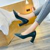 Square Toe Thick High-Heeled Shoes Women 2022 Spring And Autumn Newest Patent Leather High-Heeled Shoes Female Heel Height