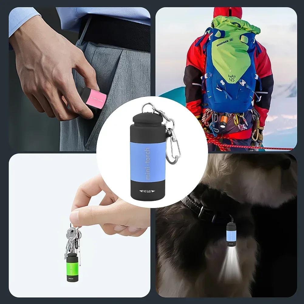USB Rechargeable LED Multifunctional Strong Light Pocket Keychain Flashlight Waterproof Outdoor Hiking Camping Mini Flashlight