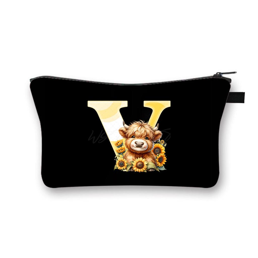 Letter printing primary school students stationery zipper pencil bag change bag multi-functional cosmetic bag storage bag