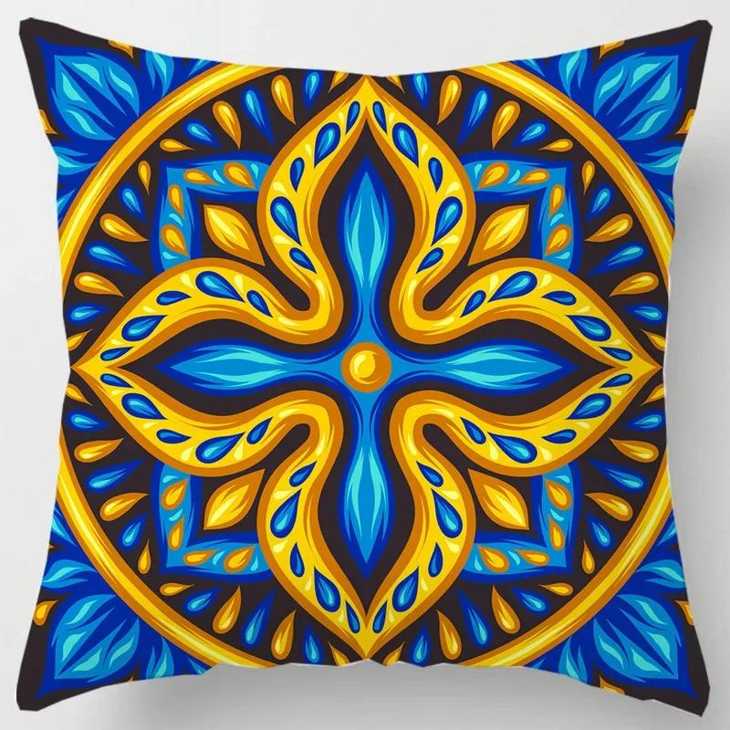 Colorful National Floral Antique Porcelain Print Pillowcase Comfortable Sofa Car Seat Cushion Cover Bohemian Hippie Home Decor