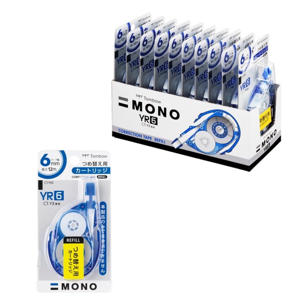 

Tombow Pencil Correction Tape MONO Mono YX Cartridge 6mm for 10 Pieces (Refill CT-YX6) CT-YR6-10P белый