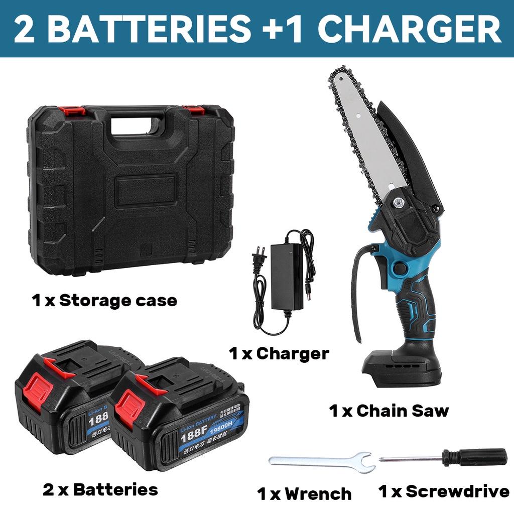6 Inch Brushless Garden Tool with 19800H Battery Mini Electric Chain Saw Cordless Woodworking Pruning Chainsaw