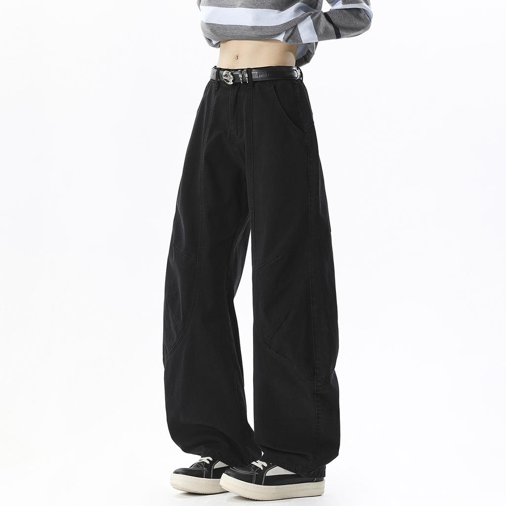 American retro scimitar pants washed silhouette deconstruction design sense casual pants men and women ruffian handsome long pants mopping pants