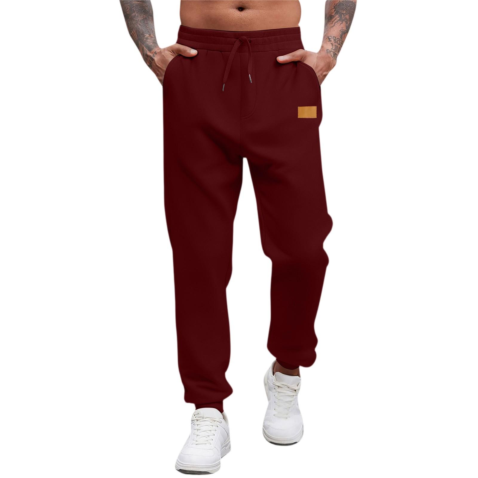 

Men s Multi-color Sports Pants, Men s Spring Casual Loose Leg Tied Long Pants XXXL винний