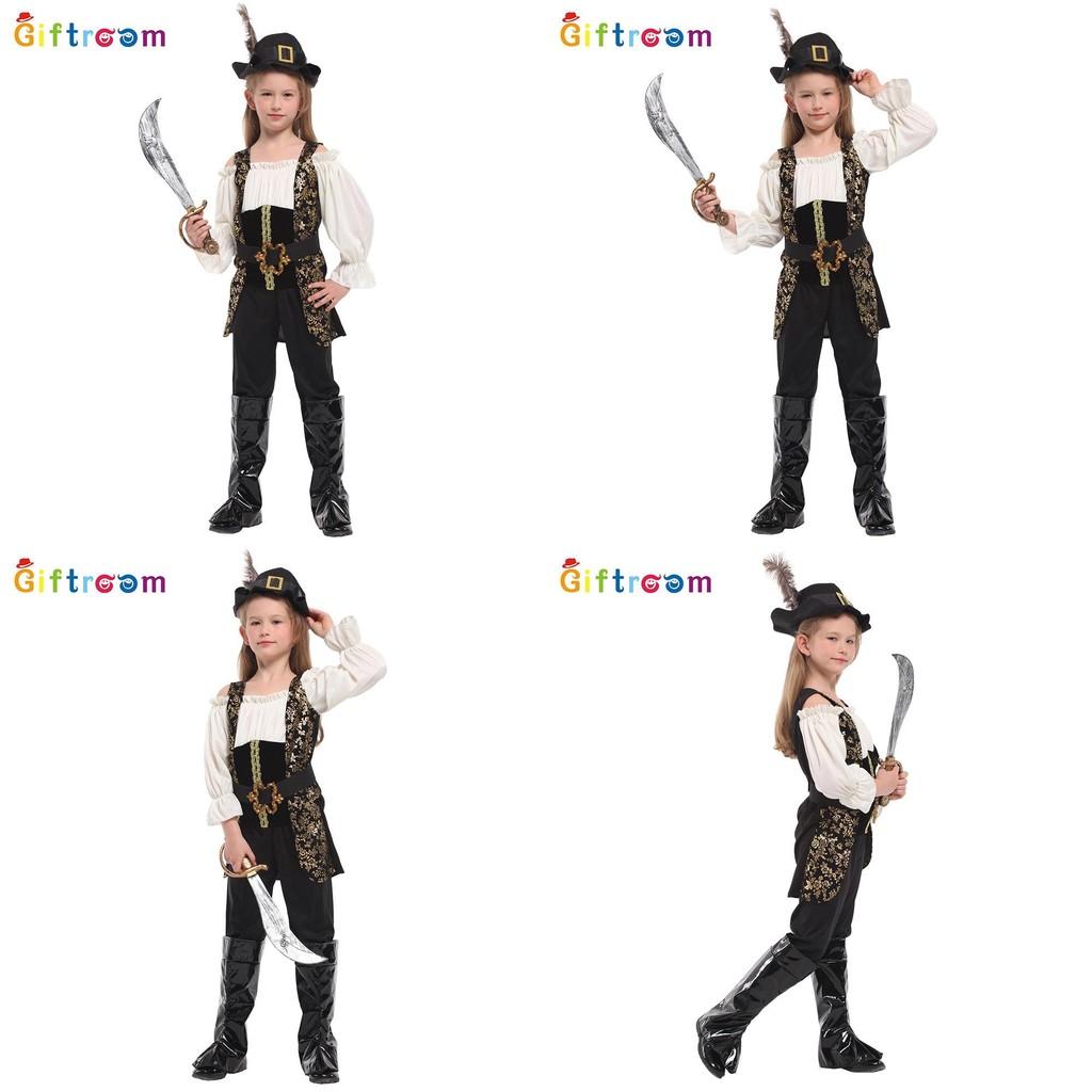 Beautiful Caribbean Pirate Costume For Girls Featuring High-quality Polyester Fabric