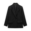 Damenmode mit Taschen Einfarbiger zweireihiger Blazer Vintage Lange Ärmel Reverskragen Damen Büro-Lady Outfits