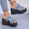 Fashion Women Cowboy Wedges Sandals 2025 New Platform Super High Heels Shoes Woman Trend Summer Comfortable Slingback Sandals Women