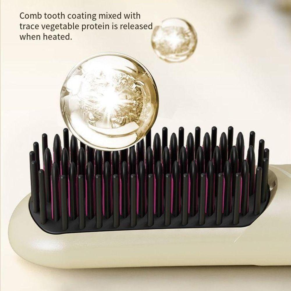 Portable Wireless Hair Straightener Type-C Rechargeable Straight Hair Comb 4 Temp Settings LCD Display Straightening Comb