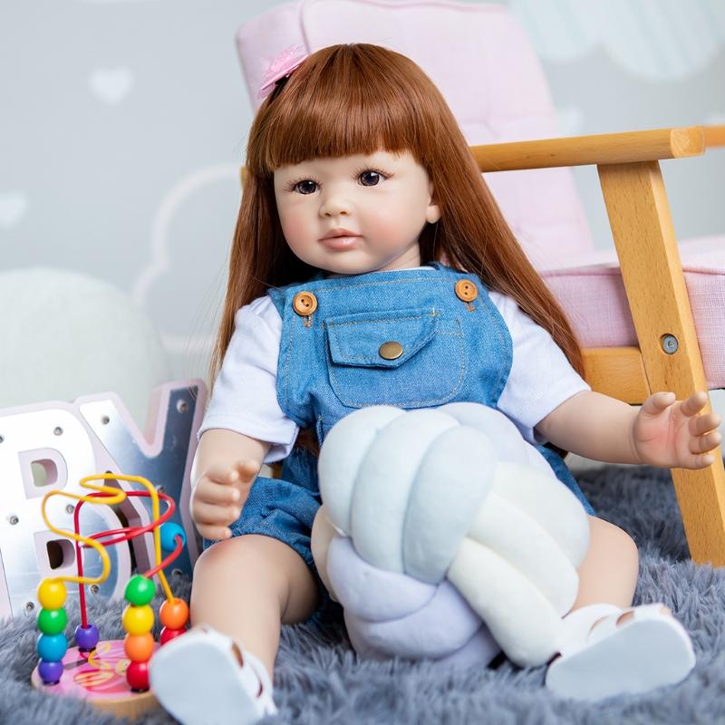 23’’ Baby Girl Cuddle for Doll Reborn Simulation Toy Lovely Heavy Weight Lifelike Toy with Rooted Hair Newborn Birthday