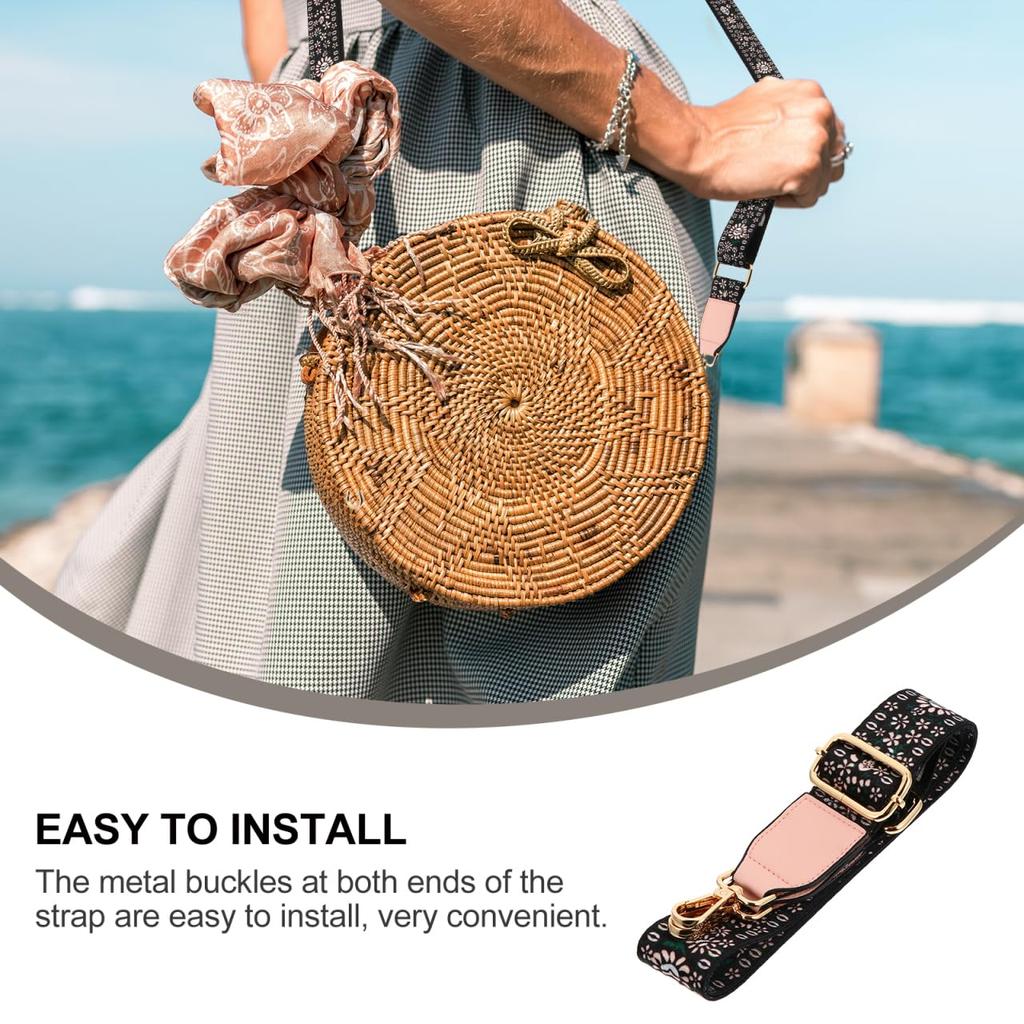 LIFKOME Shoulder Strap, Bag Belt, Single Replacement, Floral Print, Thick, Wide, 3.7cm, Adjustable Length, Crossbody, Ethnic Embroidery, Stylish,