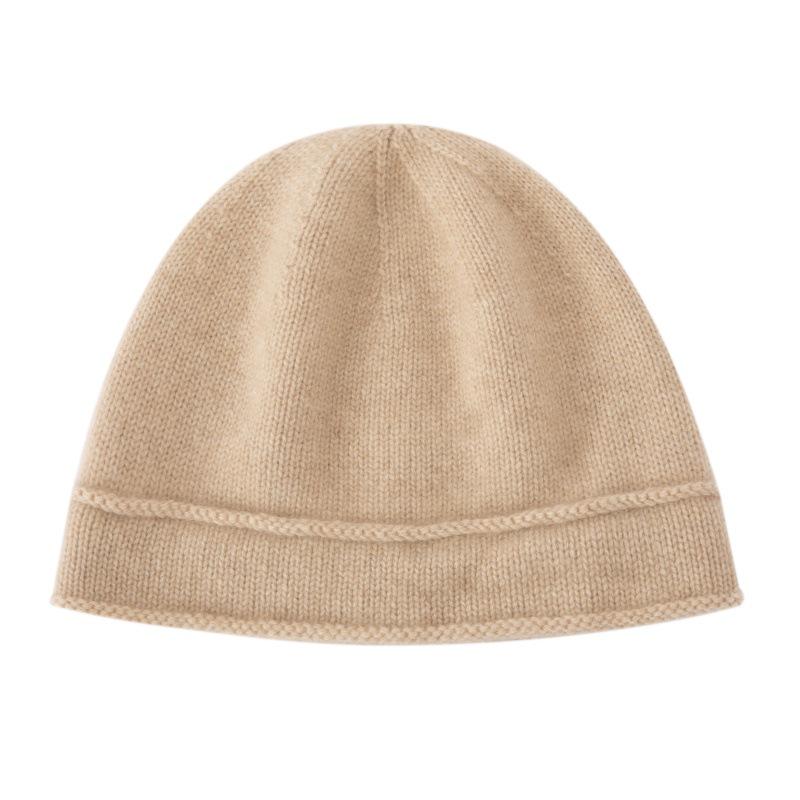Unisex Chunky Knit Cashmere Fisherman Hat with Ear Protection for Autumn/Winter One Size бежевый