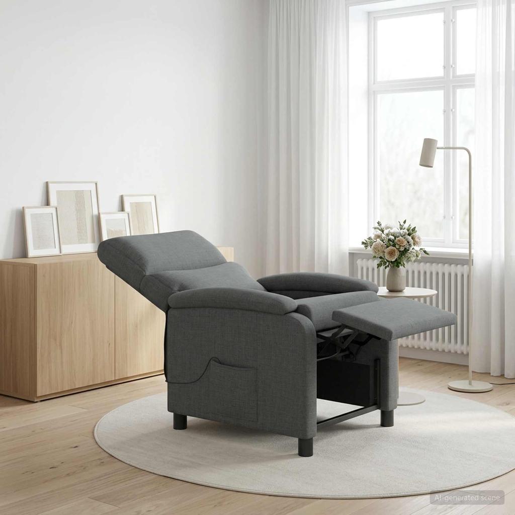 Massage Relax Chair Dark Gray Fabric