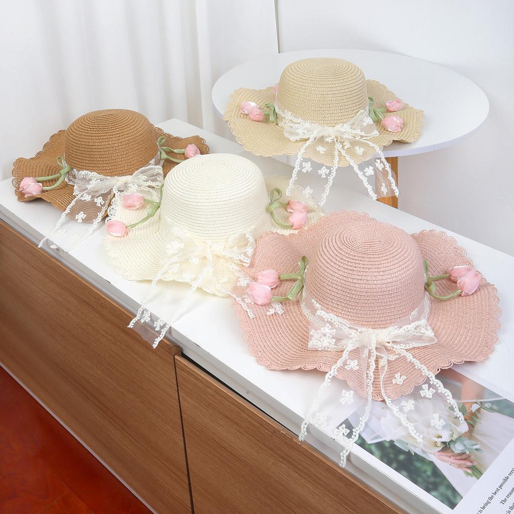ins style new women's straw hat summer sun protection big eaves hat seaside vacation film Mori flower sun hat