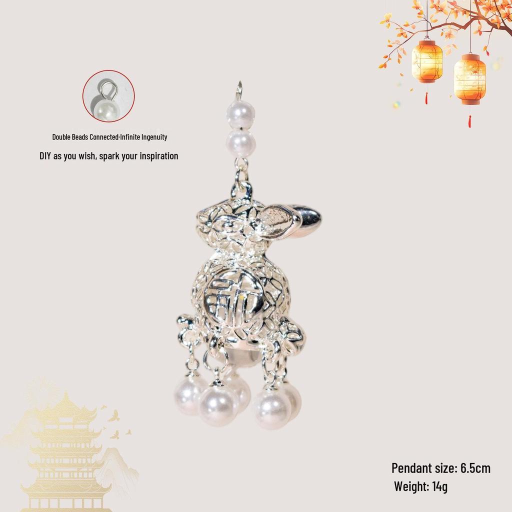 Luminous DIY Palace Lantern Fan Pendant Magnet Keychain Ornament - Ancient Style Accessory