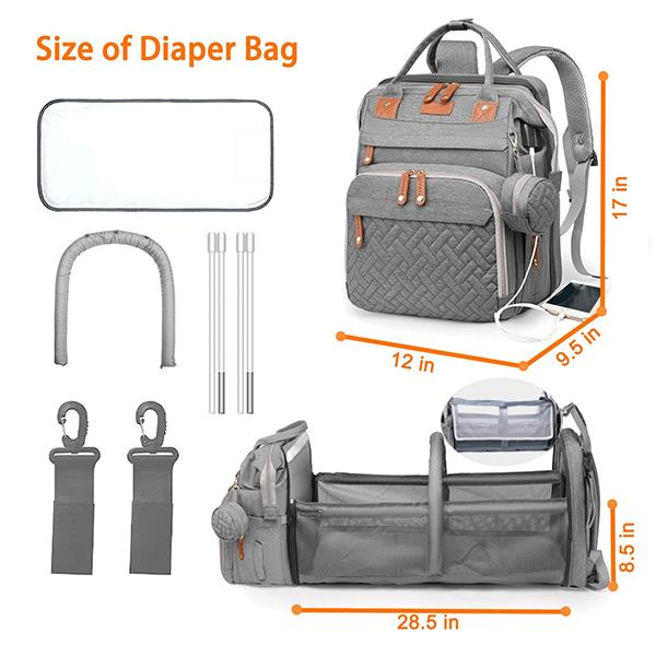 Diaper Bag, Backpack with Changing Station, Waterproof Baby Bag for Boys & Girls, USB Charging Port for Parents, Travel Backpack