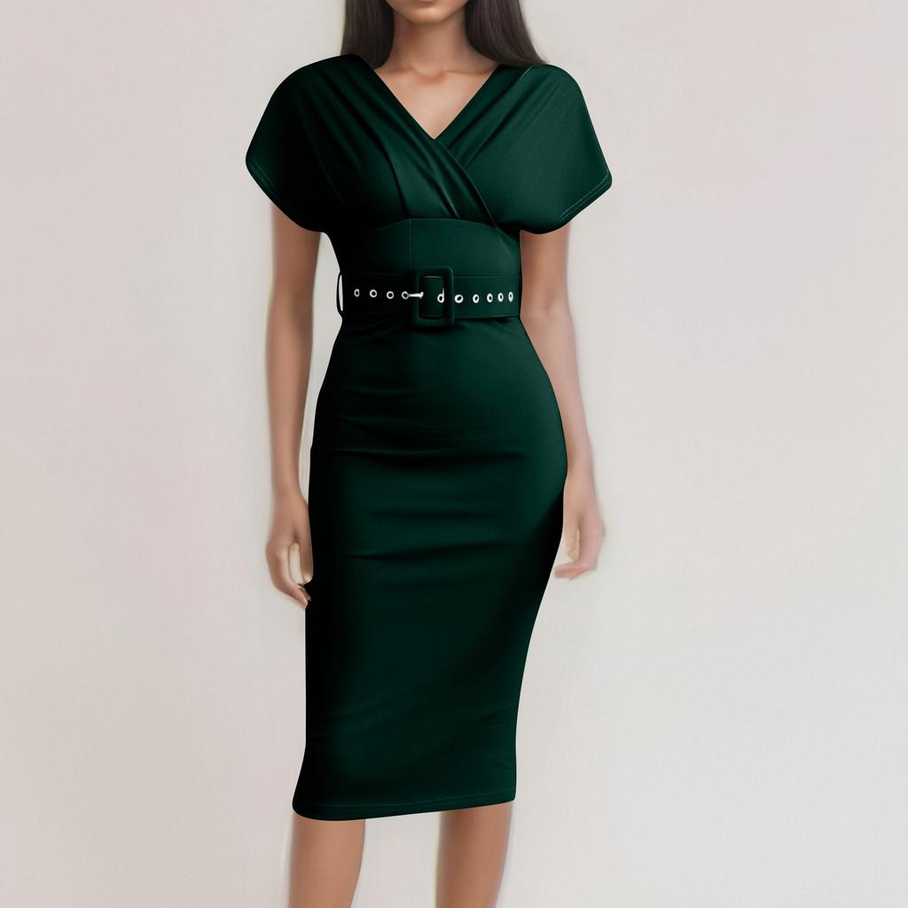 Robe décontractée à la mode pour femmes, épaules dénudées, taille haute, avec ceinture