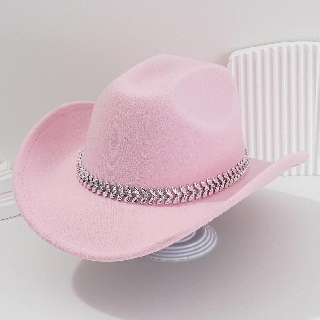 Men's and women's Panama French cowboy hats, jazz top hats, accessories, three-dimensional leaves, rhinestone belts, bonfire balls