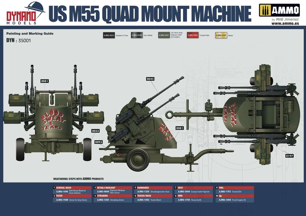 Dynamo Models American M55 Quadruple Machine Gun Trailer 2 in 1 Plastic Model DYN35DM001 1/35