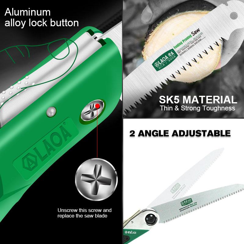 Laoa tăietor tocator tăiat SK5 grădinărit Serra ferăstrău de camping în aer liber, pliabil, dinți ascuțiți, fierăstrău de grădină pentru prelucrarea lemnului