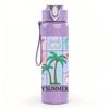 1PC In My Summer Era Beach Pattern 750ml Color Plastic Sports Water Bottle Leakproof Flip Straw Lid Suitable for Sports Office Home Use