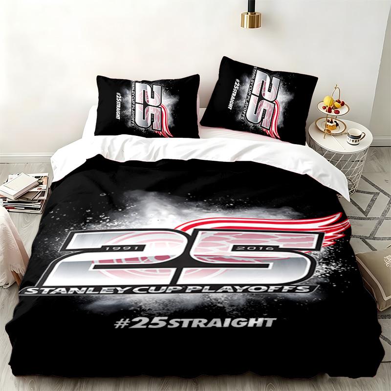 Detroit Red Wings 3pc Set Perfect for Bedroom Use Comfortable Bedding Set Includes a Duvet Cover and Two Pillowcases Ideal Birthday or Christmas Gift
