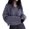 Tamglean Quion Cable Knit Short Drop Loose Long Crew Wide Solid Stylish Knitwear Women's Sweater, Length, Shoulder, Fit, Sleeves, Neck, Sleeves,