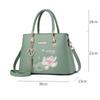 Women Embroidery Lotus Pattern Shoulder Bag Large Capacity Tote Handbag