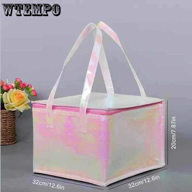 

1pc Portable Laser Insulated Bag, Insulated Food Delivery Bag for Hot and Cold Food, Reusable Insulated Bag 32*32*20cm