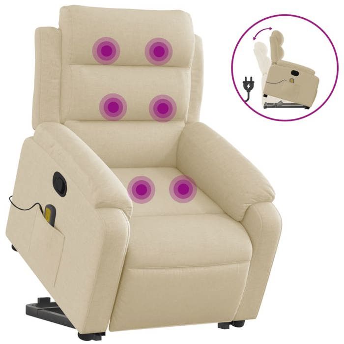 VidaXL Fauteuil Inclinable de Massage, Chaise de Relaxation avec Dossier, Siège avec Accoudoirs, Fauteuil TV de Salle de 3205001