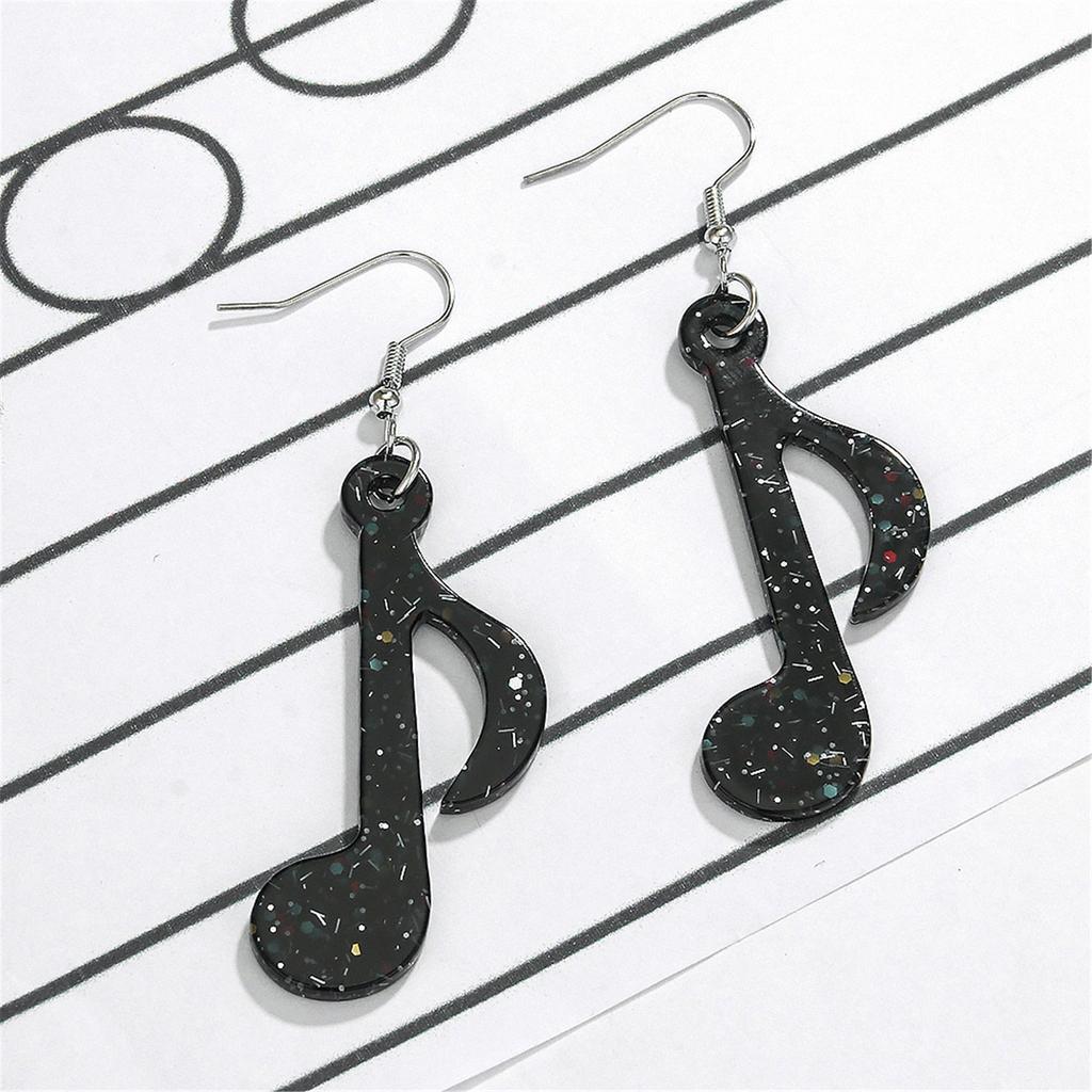 Lightweight Acrylic Musical Note Shaped Dangle Earrings Trendy Ear Studs for Women Girls Handmade Ear Accessories